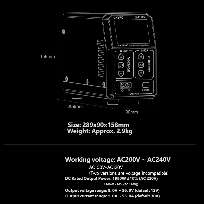 SKYRC PSU2000 1980W Adjustable - Drone Switch Rc recension och pris
